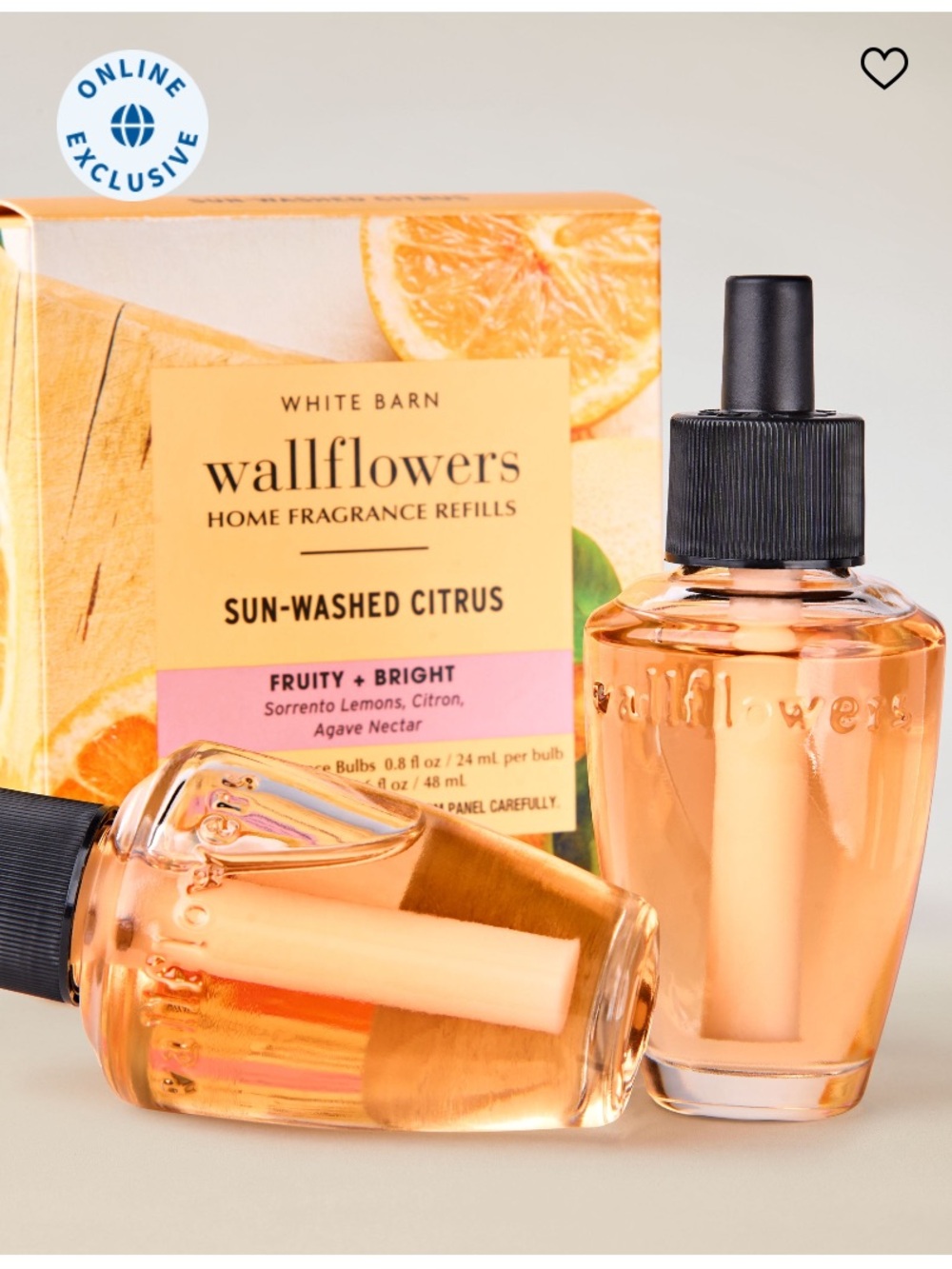 🌼 “SUN-WASHED CITRUS" B&BW, 2-Pack Wallflowers Home Fragrance Refills, NEW BOX